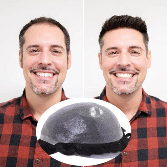 Human Hair 1A Black Color V-loop Undetectable Thin Skin Hair Systems