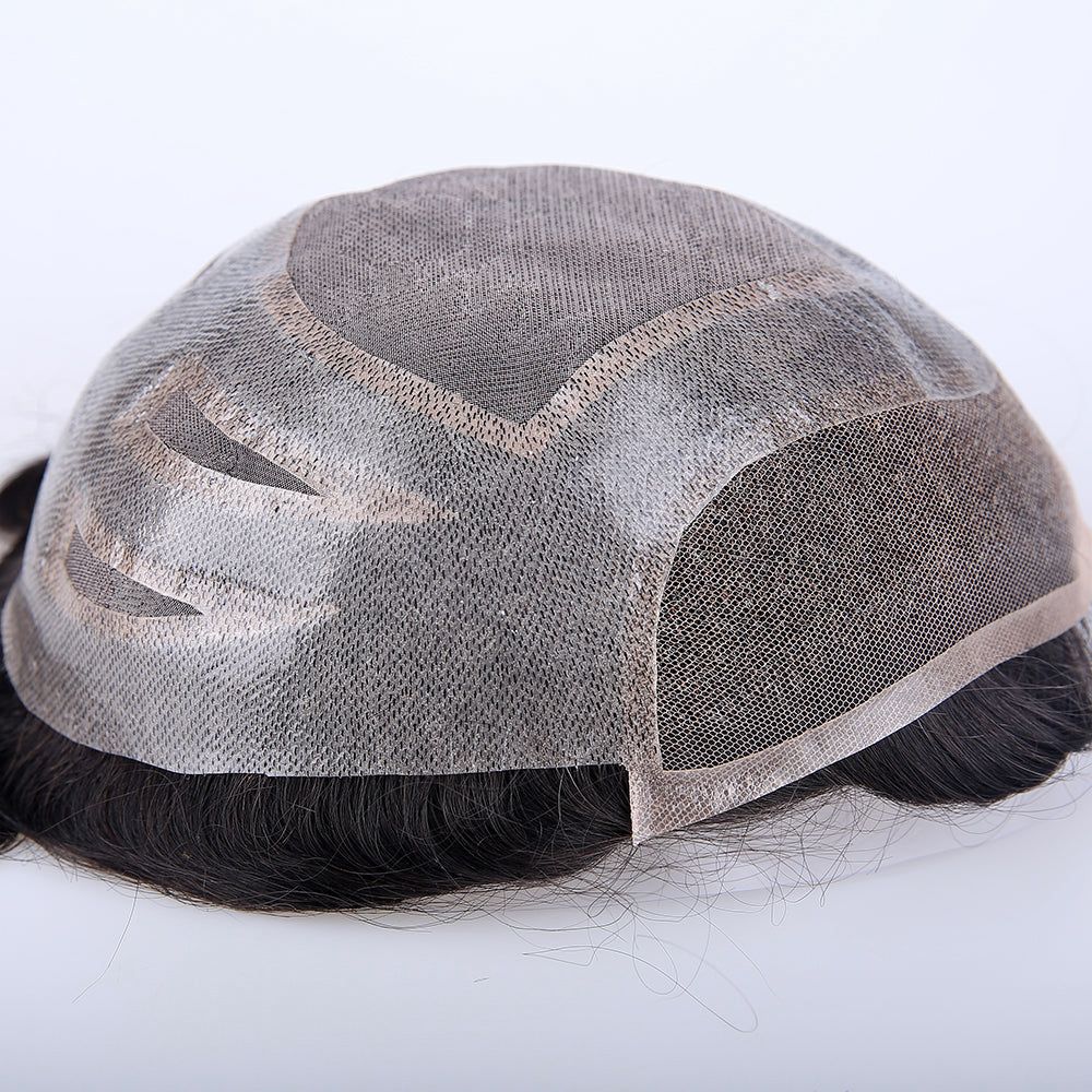Human Hair Mono Top PU Around Lace Front Hair Systems