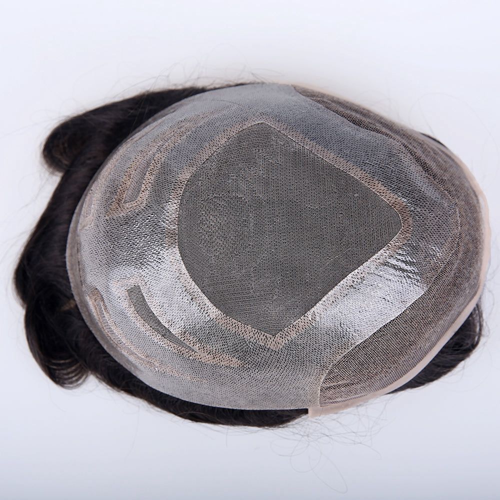 Human Hair Mono Top PU Around Lace Front Hair Systems